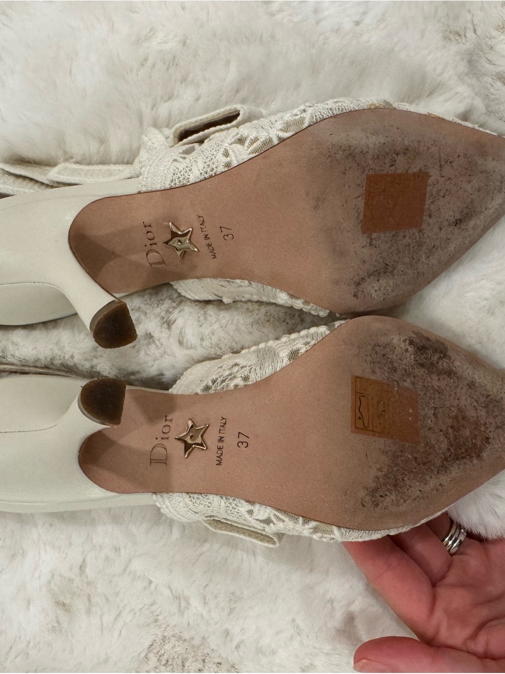 Christian Dior J'adior lace and leather slingback pumps - Picture 10 of 12